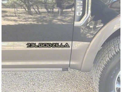 7.3L Godzilla Badge; Forged Carbon Fiber with Red Outline (20-25 7.3L F-250 Super Duty)