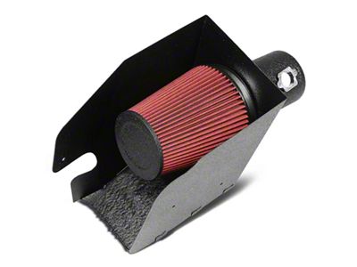Aluminum Cold Air Intake with Red Filter and Heat Shield; Black (08-10 6.4L Powerstroke F-250 Super Duty)