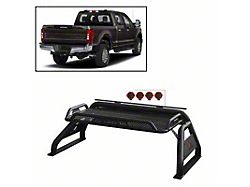 Atlas Roll Bar with 7-Inch Red Round LED Lights; Black (99-25 F-250 Super Duty)