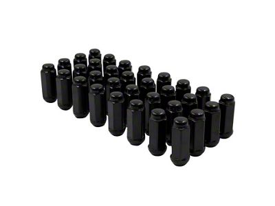 Black Bulge Acorn Lug Nut Kit; 14mm x 1.5; Set of 32 (11-24 F-250 Super Duty)