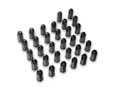 Black Bulge Acorn Lug Nut Kit; 14mm x 1.5; Set of 32 (05-25 F-250 Super Duty)