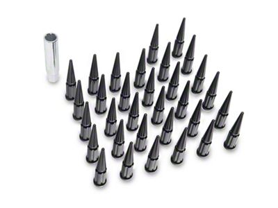 Black Spike Lug Nut Kit; 14mm x 1.5; Set of 32 (05-25 F-250 Super Duty)