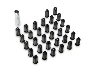 Black Spline Lug Nuts; M14x1.5; Set of 32 (05-25 F-250 Super Duty)