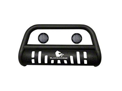 Bull Bar with 5.30-Inch Black Round Flood LED Lights; Textured Black (99-04 F-250 Super Duty)