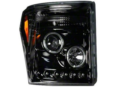 CCFL Halo Projector Headlights; Black Housing; Smoked Lens (11-16 F-250 Super Duty)