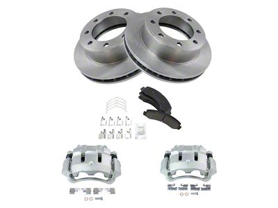 Ceramic 8-Lug Brake Rotor, Pad and Caliper Kit; Front (00-04 4WD F-250 Super Duty)