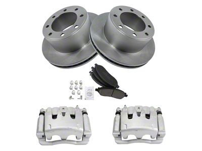 Ceramic 8-Lug Brake Rotor, Pad and Caliper Kit; Rear (05-07 F-250 Super Duty)