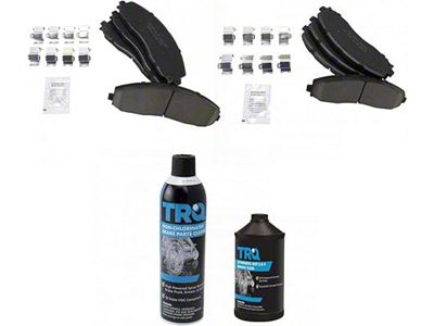 Ceramic Brake Pads with Brake Fluid and Cleaner; Front and Rear (13-22 F-250 Super Duty)