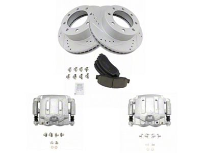 Ceramic Performance 8-Lug Brake Rotor, Pad and Caliper Kit; Front (05-12 4WD F-250 Super Duty)