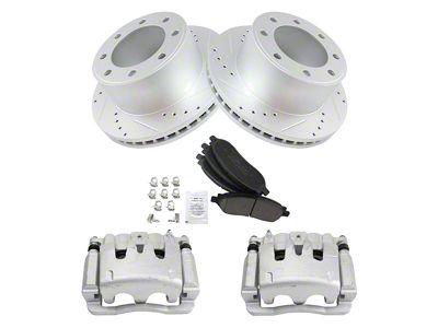 Ceramic Performance 8-Lug Brake Rotor, Pad and Caliper Kit; Rear (05-07 F-250 Super Duty)