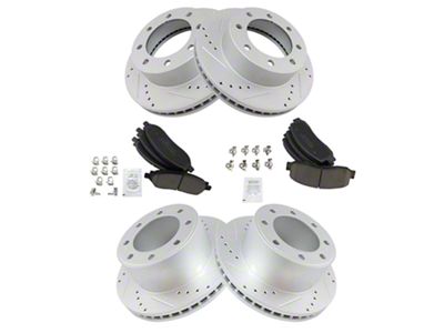 Ceramic Performance 8-Lug Brake Rotor and Pad Kit; Front and Rear (05-07 4WD F-250 Super Duty)
