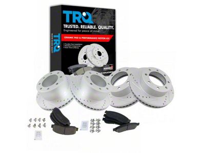 Ceramic Performance 8-Lug Brake Rotor and Pad Kit; Front and Rear (11-12 4WD F-250 Super Duty)
