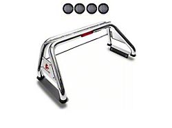 Classic Roll Bar with 5.30-Inch Black Round Flood LED Lights; Stainless Steel (99-25 F-250 Super Duty)