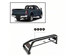 Classic Roll Bar with 7-Inch Black Round LED Lights; Black (99-25 F-250 Super Duty)