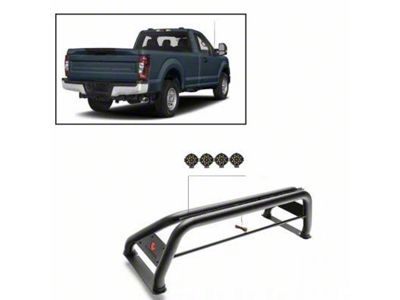 Classic Roll Bar with 7-Inch Black Round LED Lights; Black (11-24 F-250 Super Duty)