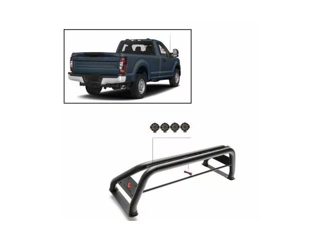 Classic Roll Bar with 7-Inch Black Round LED Lights; Black (11-24 F-250 Super Duty)