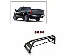 Classic Roll Bar with 7-Inch Red Round LED Lights; Black (99-25 F-250 Super Duty)