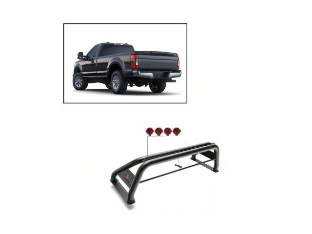 Classic Roll Bar with 7-Inch Red Round LED Lights; Black (11-24 F-250 Super Duty)