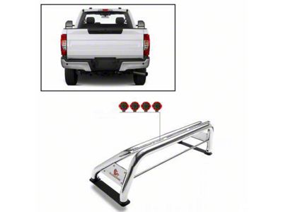 Classic Roll Bar with 7-Inch Red Round LED Lights; Stainless Steel (99-25 F-250 Super Duty)