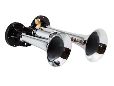 Compact Dual Air Horn System; Chrome; Zinc Alloy (Universal; Some Adaptation May Be Required)