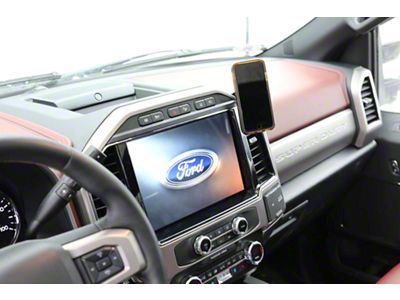 Direct Fit Phone Mount with Charging Auto Closing Cradle Head; Tan (22-25 F-250 Super Duty w/ Sync 4)