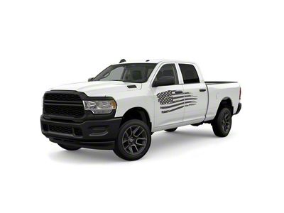 Distressed US Flag Door Graphics; Gray (99-25 F-250 Super Duty)