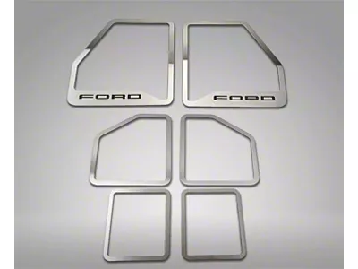 Door Speaker Trim with Ford Lettering; Brushed (17-22 F-250 Super Duty)