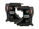 DRL LED Light Bar Projector Headlights; Black Housing; Clear Lens (20-22 F-250 SuperDuty w/ Factory Halogen Headlights)