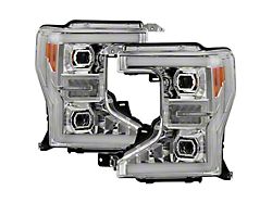 DRL LED Light Bar Projector Headlights; Chrome Housing; Chrome Lens (20-22 F-250 SuperDuty w/ Factory Halogen Headlights)