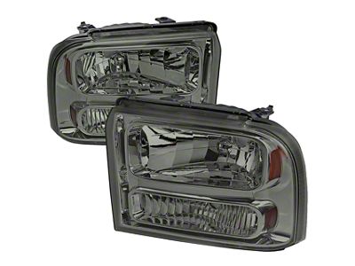 Euro Crystal Halogen Headlights; Chrome Housing; Smoked Lens (05-07 F-250 Super Duty)