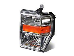 Factory Style Headlight with Amber Corner; Chrome Housing; Clear Lens; Driver Side (08-10 F-250 Super Duty)