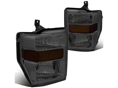 Factory Style Headlights with Amber Corner; Chrome Housing; Smoked Lens (08-10 F-250 Super Duty)
