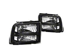 Factory Style Headlights with Clear Corner; Black Housing; Clear Lens (05-07 F-250 Super Duty)