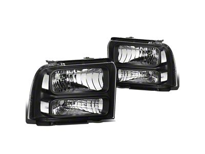 Factory Style Headlights with Clear Corner; Black Housing; Clear Lens (05-07 F-250 Super Duty)