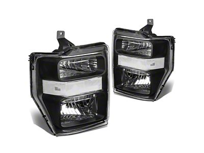 Factory Style Headlights with Clear Corner; Black Housing; Clear Lens (08-10 F-250 Super Duty)
