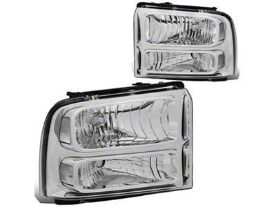Factory Style Headlights with Clear Corner; Chrome Housing; Clear Lens (05-07 F-250 Super Duty)