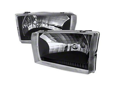 Factory Style Headlights; Matte Black Housing; Clear Lens (99-04 F-250 Super Duty)