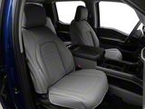 Faux Leather Custom Front and Rear Seat Covers; Gray (17-26 F-250 Super Duty SuperCrew w/ Front Bucket Seats)