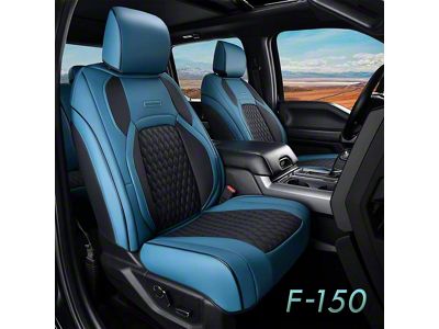 Faux Leather Custom Front Seat Covers; Blue (17-25 F-250 Super Duty SuperCrew w/ Front Bucket Seats)