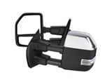 Powered Heated Manual Fold Towing Mirrors with Clear LED Turn Signals, Puddle Light and Auxiliary Light; Chrome (23-26 F-250 Super Duty)