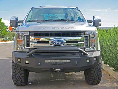 Fortis Front Bumper with Hoop; Textured Black (17-22 F-250 Super Duty)