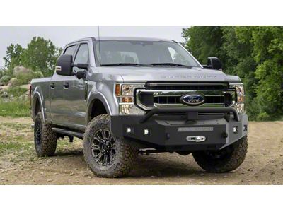 Fortis Winch Front Bumper with Hoop; Textured Black (17-22 F-250 Super Duty)