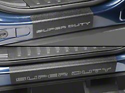 Front and Rear Door Sill Protection with Super Duty Logo; TUF-LINER Black; Black and Gray (17-26 F-250 Super Duty SuperCrew)