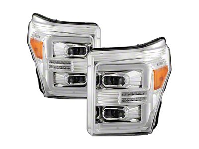 Full LED Projector Headlights with Sequential Turn Signals; Chrome Housing; Clear Lens (11-16 F-250 Super Duty)