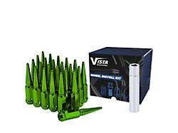 Green Spike Lug Nuts for Aftermarket Wheels; M14x1.5; Set of 32 (99-26 F-250 Super Duty)