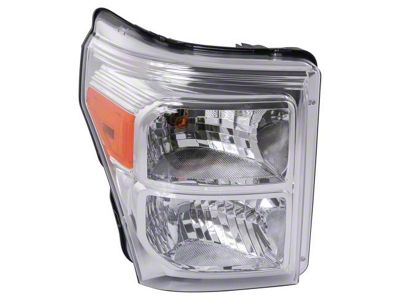 Halogen Headlight; Chrome Housing; Clear Lens; Passenger Side (11-16 F-250 Super Duty)