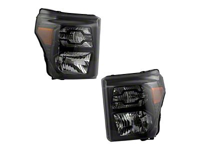 Halogen Headlights; Black Housing; Clear Lens (11-16 F-250 Super Duty)