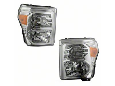 Halogen Headlights; Chrome Housing; Clear Lens (11-16 F-250 Super Duty w/ Factory Halogen Headlights)