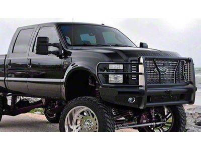 HD Replacement Front Bumper with Receiver Hitch; Semi-Gloss Black (08-10 F-250 Super Duty)