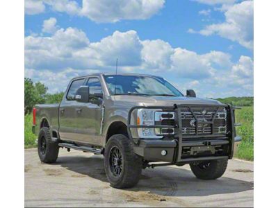 HD Replacement Front Bumper with Receiver Hitch; Semi-Gloss Black (23-25 F-250 Super Duty)